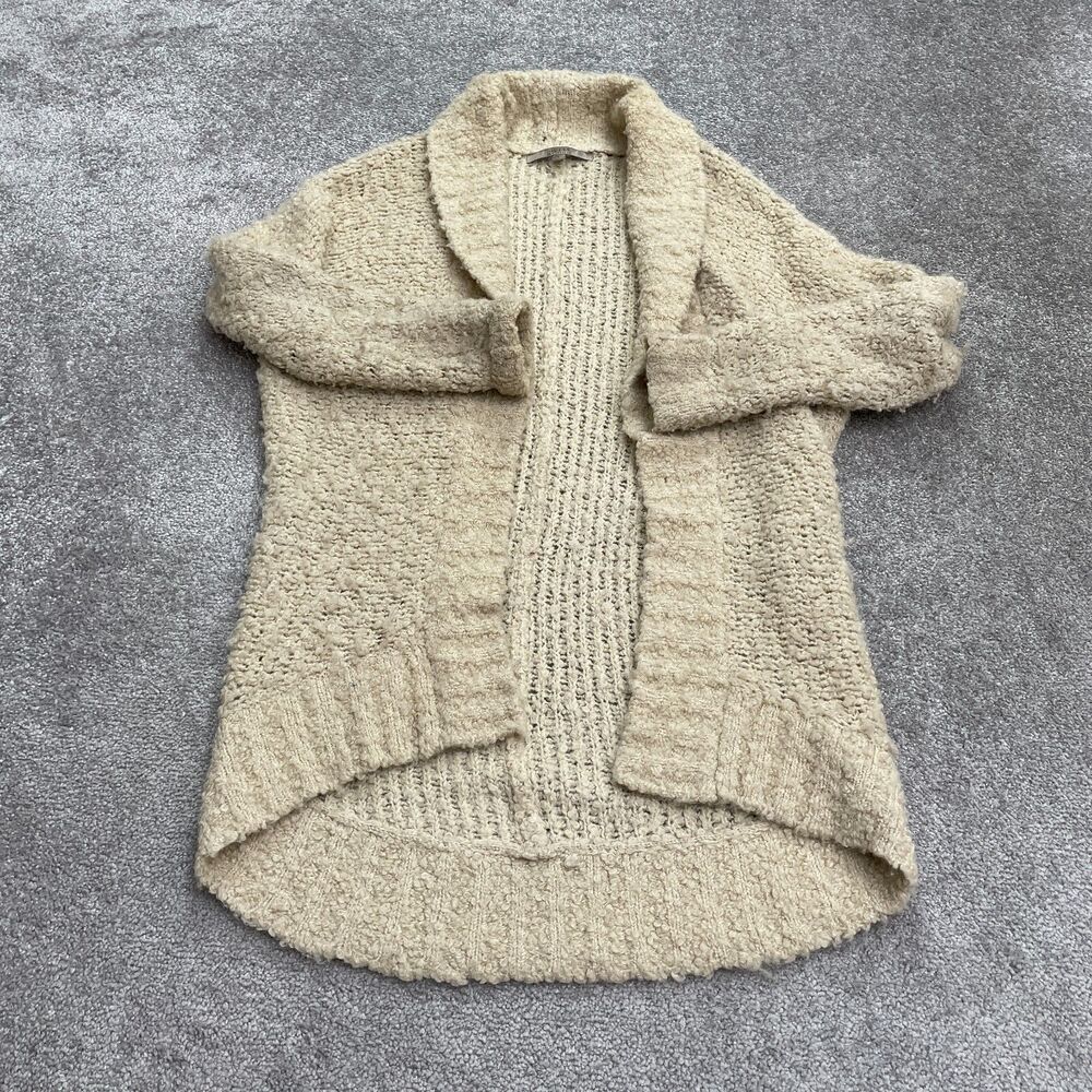 Guess Open Knit Cardigan Sweater Womens Small Beige 100% Acetate Casual Travel